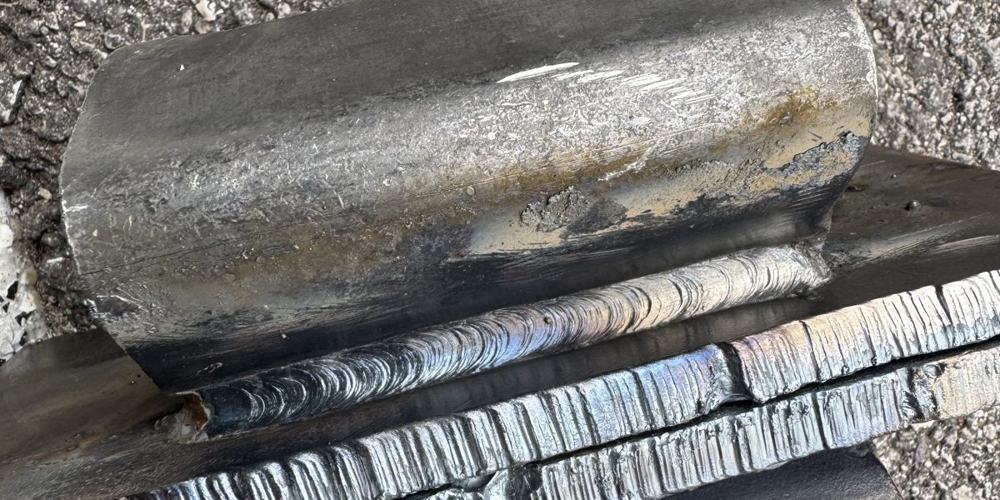 Close-up of stacked weld beads